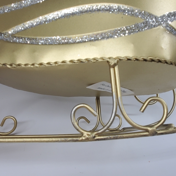 Gold Christmas Holiday Sleigh Decoration - Picture 6 of 12